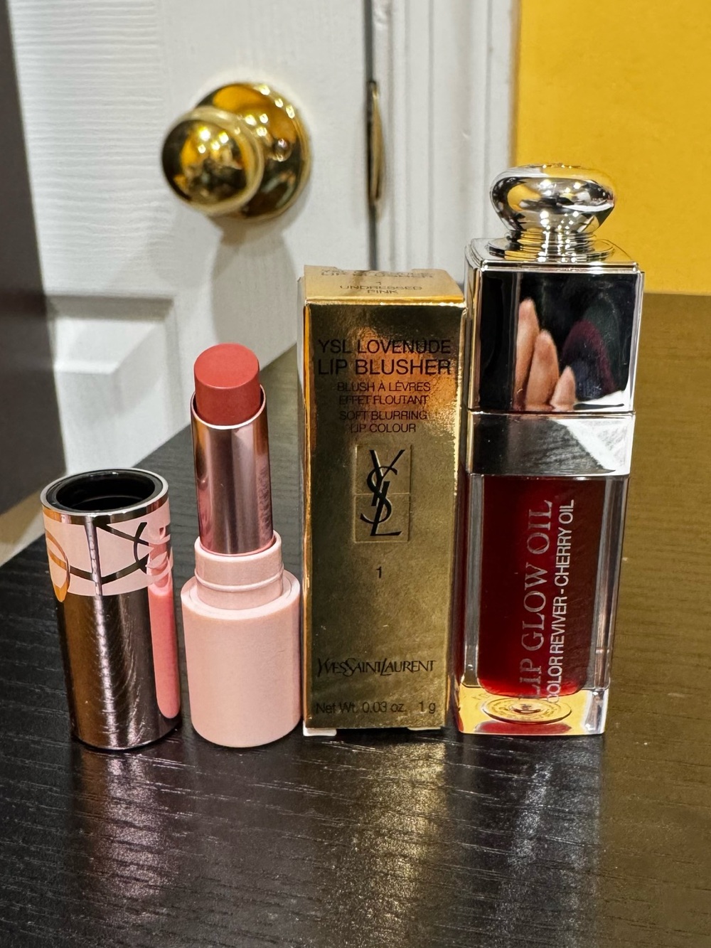 Dior Lip Glow Oil Cherry 062 + YSL Lip Mini Luxury Bundle Authentic Makeup Set